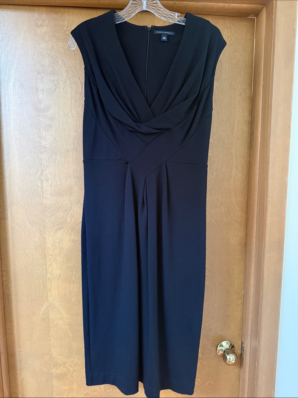 Banana Republic Black Draped V-Neck Midi Dress
